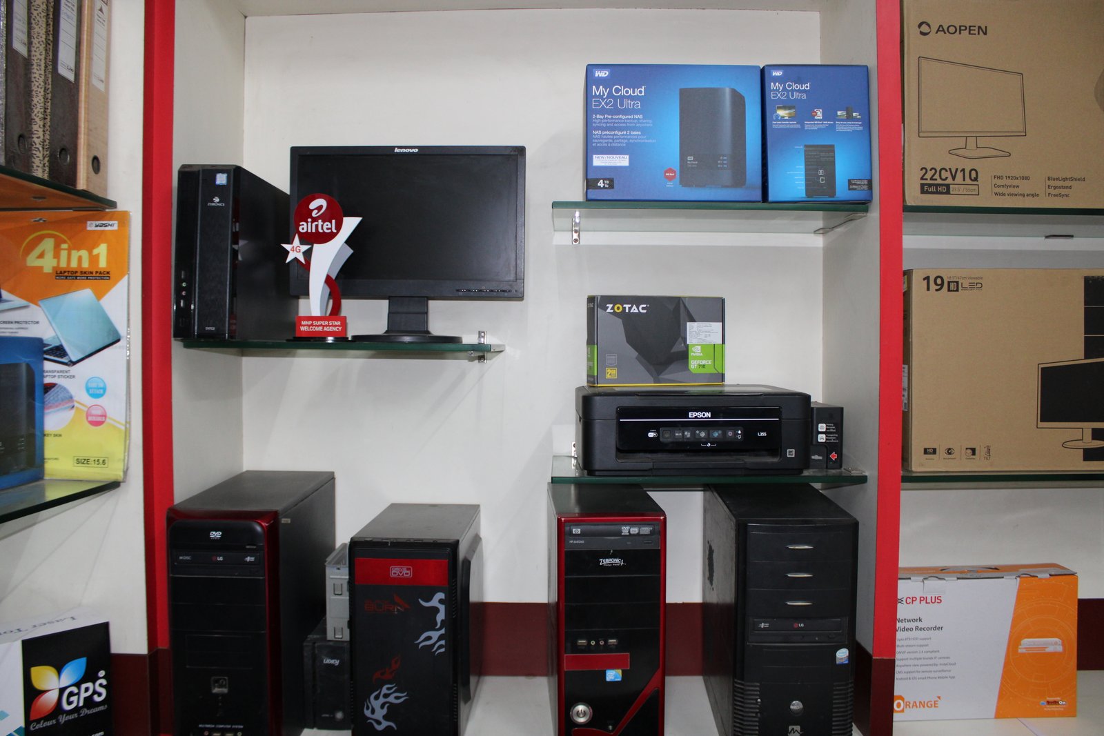 Welcome Agencies desktops, printer and monitor display